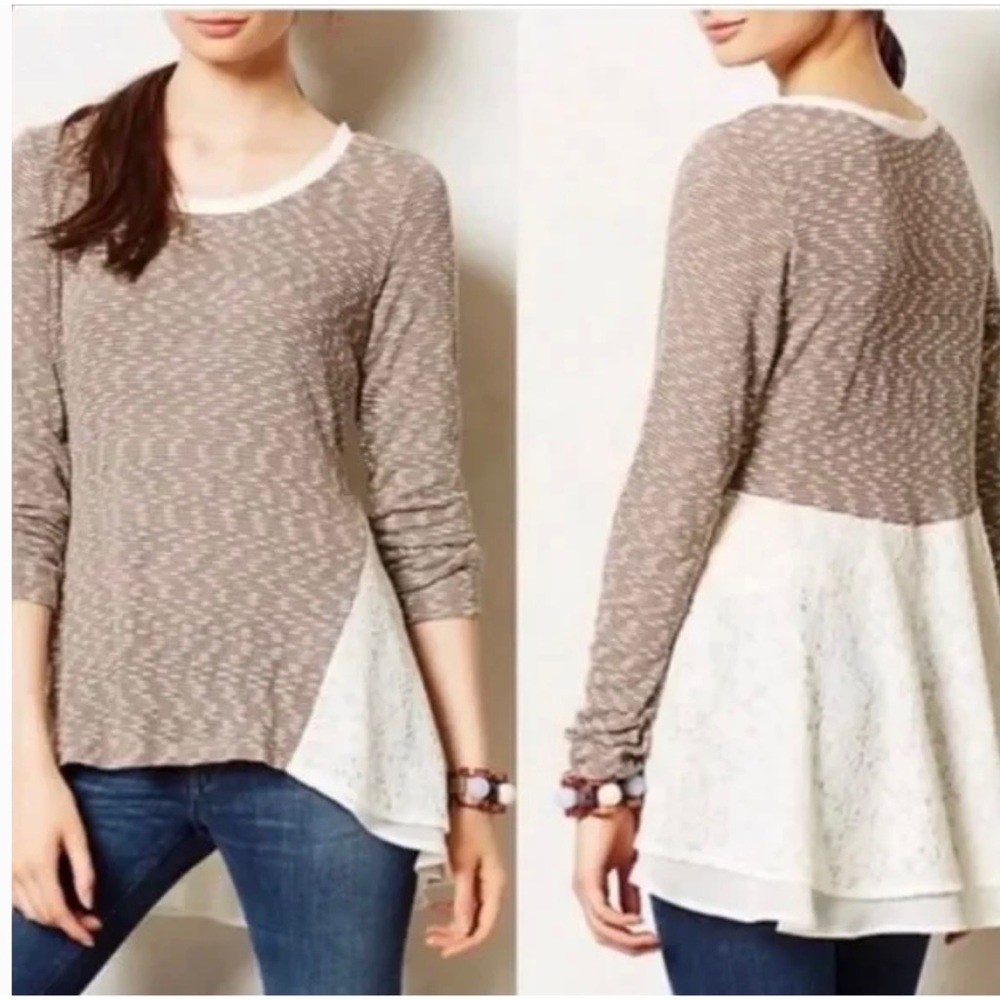 Anthropologie Clu + Willoughby  Long Sleeve Tunic Top Size S